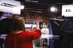 Media School students work on an IU News TV broadcast